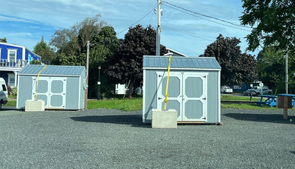 Pictou, NS, Sept 14, 2023 - sheds secured in preparation for Hurricane Lee.