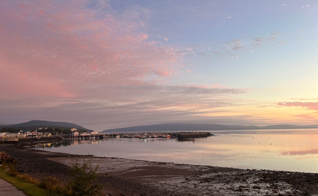 Digby harbor sunrise Sept 18, 2023, 7am low tide.